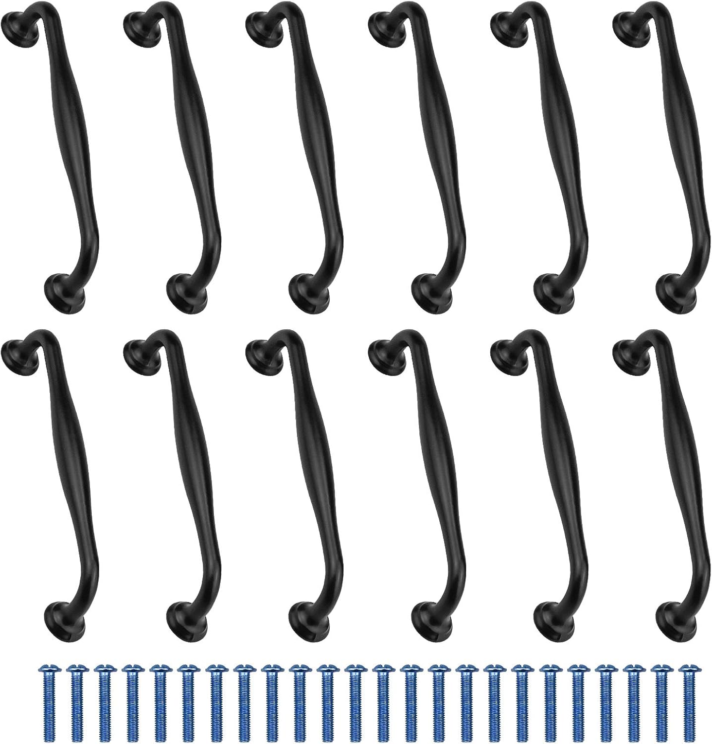 Black Kitchen Cupboard Handles 12 Pack 128mm Hole Centre Aluminum