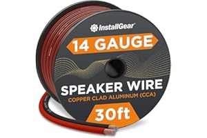 InstallGear 14 Gauge Speaker Wire - 30 Ft Copper Clad Aluminum Speaker Cable with Durable PVC Jacket - Red and Black Wire for Home Theater and Car Audio - Flexible Audio Cables