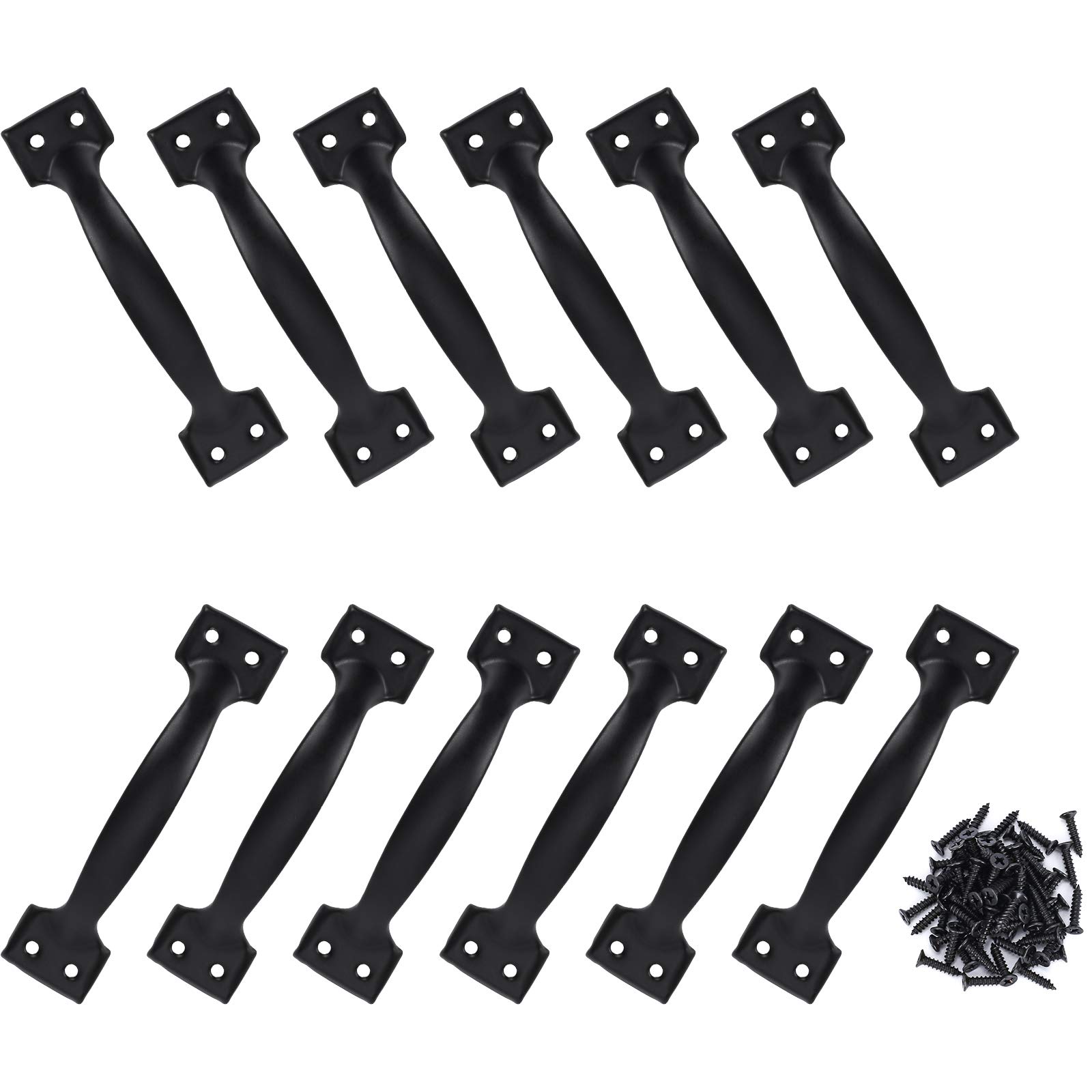 unknow OUBTDK Door Pull Handles 12Pcs Gate Handle Black Barn Door Handles Shed Garden Gate Handle with 48Pcs Screws for Kitchen Cupboard Furniture Drawer Cabinet Hardware