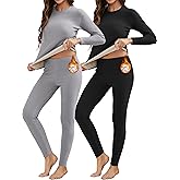 HeliosCloak 2 Sets Thermal Underwear for Women Long Johns With Fleece Lined Long Sleeve Top & Bottom Base Layer Cold Weather