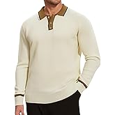 Alex Vando Mens Knit Polo Shirts Long Sleeve Sweater Casual Fashion Classic Button Down Polo Shirts
