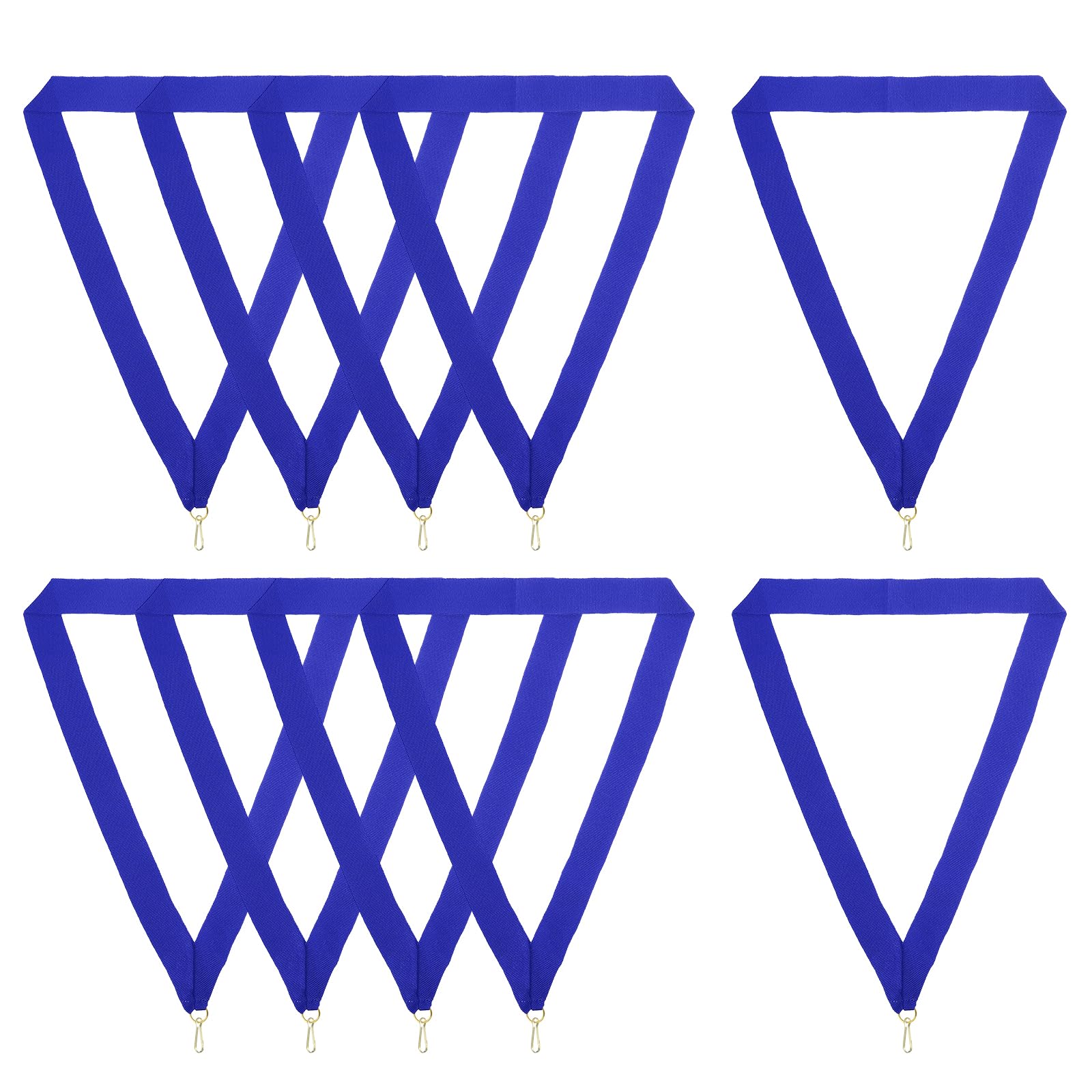 PATIKIL Award Neck Ribbons with Snap Clips, 10 Pcs Polyester Striped Medal Lanyards Ribbon for Competitions Sports Meetings Sports Party, Blue