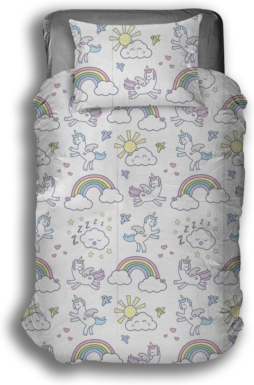 Zappi Co Unicorn Single Bed Duvet Cover Set Includes Duvet Cover (200x135 cm) and Pillowcase (48 x 74 cm) - Image 4