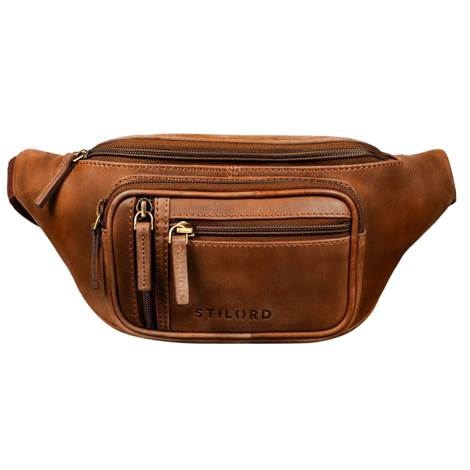 STILORD "Greg" Belly Bag Leather Brown Vintage Hip Bag Men Ladies Belt Bags for Sports Festival Mobile Phone Doggy Bag Fanny Pack Genuine Leather Colour:Andorra - Brown โ image 1