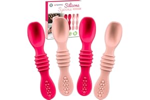 SPERRIC Silicone Baby Spoon, Baby Led Weaning, First Stage Baby Spoons, Baby Feeding Spoon Set Gum Friendly BPA Lead Phthalate & Plastic Free, Baby Self Feeding Utensils for Infant & Toddler, Great Gift