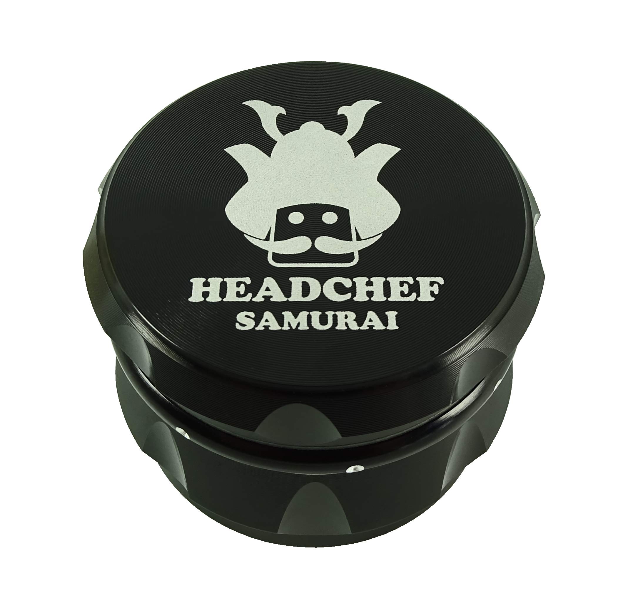 Headchef Samurai Metal Herb Grinder with Sifter Scraper – 4 Piece Grinder, 55mm (Black)