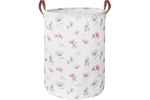 HKEC 19.7’’ Waterproof Foldable Laundry Basket, Nursery Hamper, Dirty Clothes Hamper, Books Bins, Gift Baskets, Room Decor(Watercolor Flower)