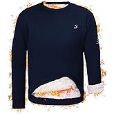 Roadbox Men's Sherpa Lined Sweatshirt, Winter Warm Heavyweight Crewneck Pullover Tops, Long Sleeve Thermal Fleece Sweaters
