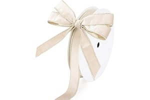 DINDOSAL Champagne Velvet Wired Ribbon 1 Inch Narrow Thin Velvet Christmas Tree Ribbon for Gift Wrapping, Crafts, Wreath Supplies, Holiday Decorations, 20 Yards