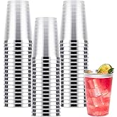 Goodluck 50PCS 14oz Silver Plastic Cups for Party, Disposable Silver Plastic Cups, Cocktail Glasses for Wedding Thanksgiving, Christmas, and Parties