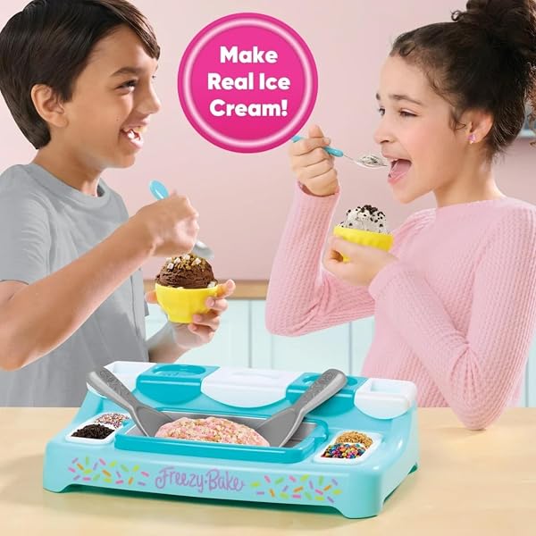 FREEZY BAKE ICE CREAM MAKER DELUXE SET FOR KIDS, 8 PIECE SET WITH 1 ICE CREAM MIX, AGES 8+