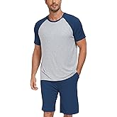 COLORFULLEAF Mens Pajamas Set Shorts and Shirt Bamboo Rayon Sleepwear Summer Nightwear Lightweight Sleep Sets S-XL