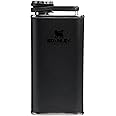 Stanley Classic Easy Fill Wide Mouth Flask 8 oz | Leakproof Hip Flask | Hinge Connected Never Lose Cap | Insulated Stainless Steel Liquor Container | BPA-Free | Black 2.0