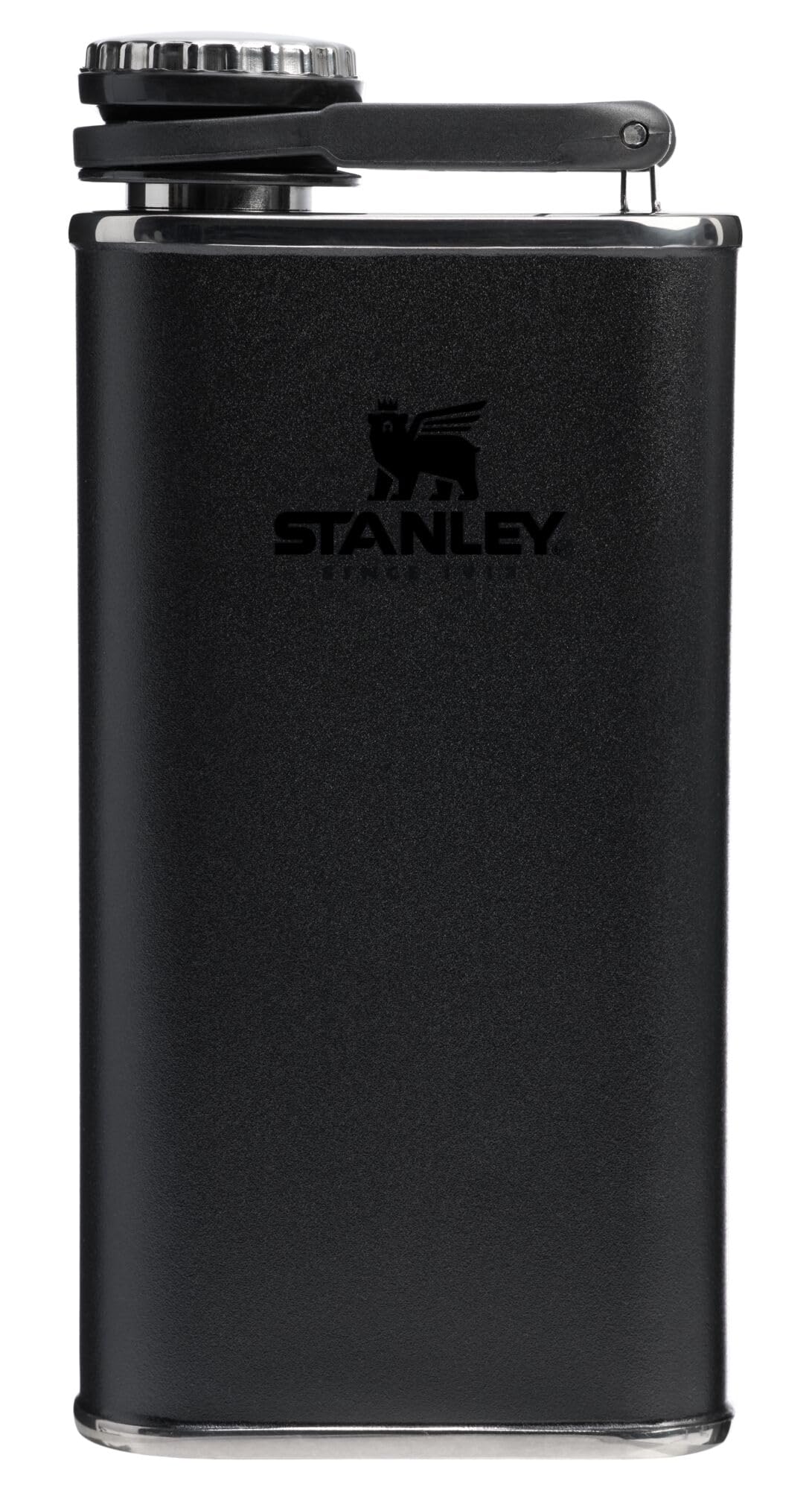 Photo 1 of Stanley Classic Easy Fill Wide Mouth Flask 8 oz | Leakproof Hip Flask | Hinge Connected Never Lose Cap | Insulated Stainless Steel Liquor Container | BPA-Free | Black 2.0
