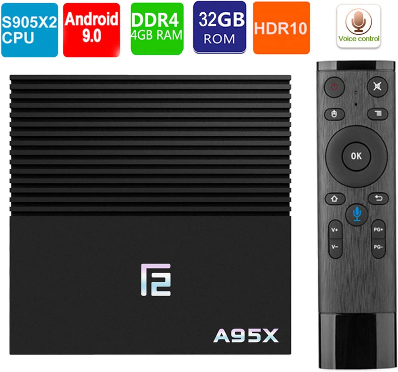 Phantio TX6s Android 10 TV Box 4GB RAM 32GB ROM Allwinner H616 64-bit Quad core Chip Support 2.4/5GHz Dual WiFi BT4.1 Ethernet 3D 4K H.265 HDMI 2.1 Antenna Smart TV Box, Support Voice Remote