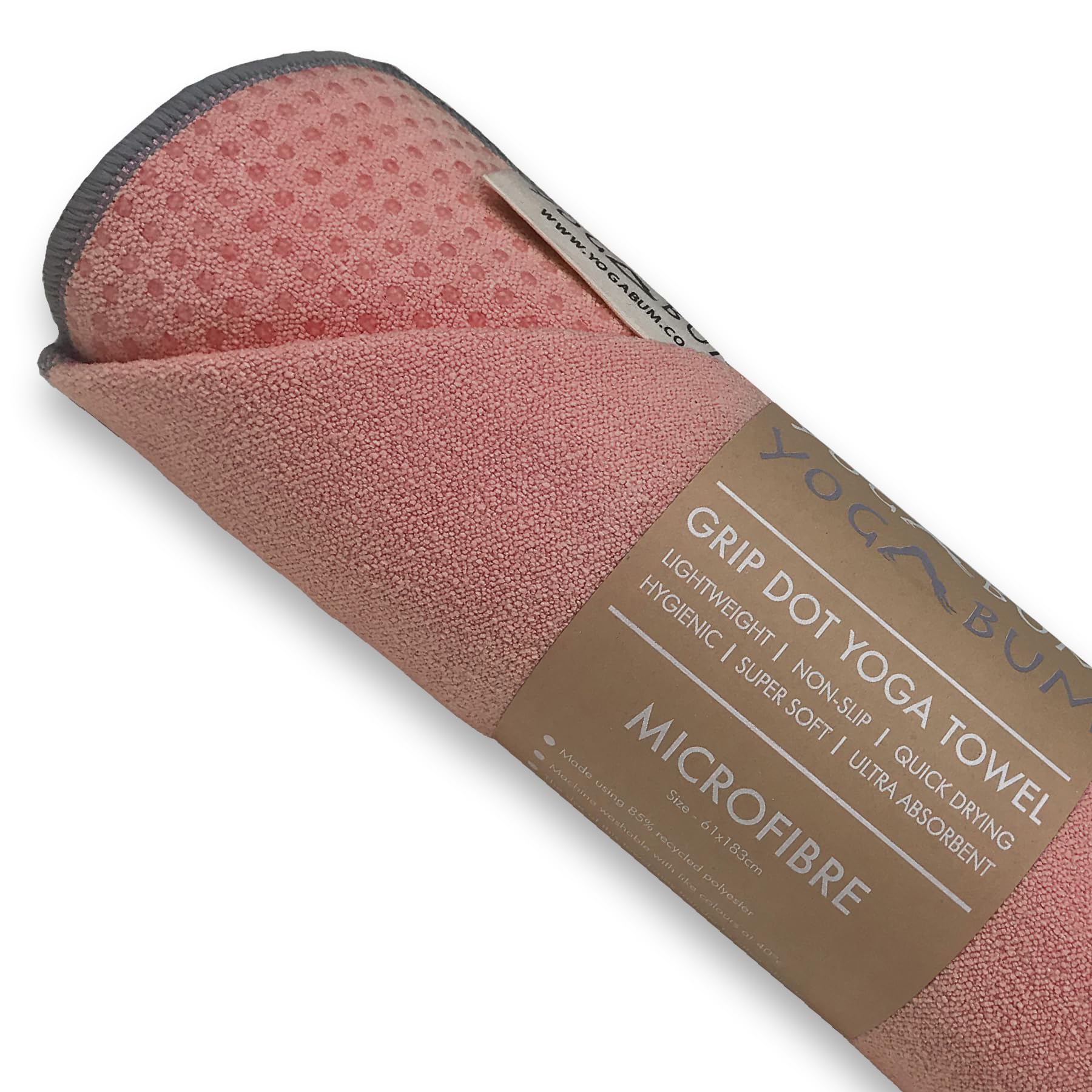 Yogabum Grip Dot Yoga Mat Towels | Non-Slip | Eco Yoga Towel (Rose Blush)