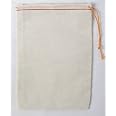 10 Pack Cotton Muslin Drawstring Bags - 8x12 Inches, Red Hem & Orange Drawstring