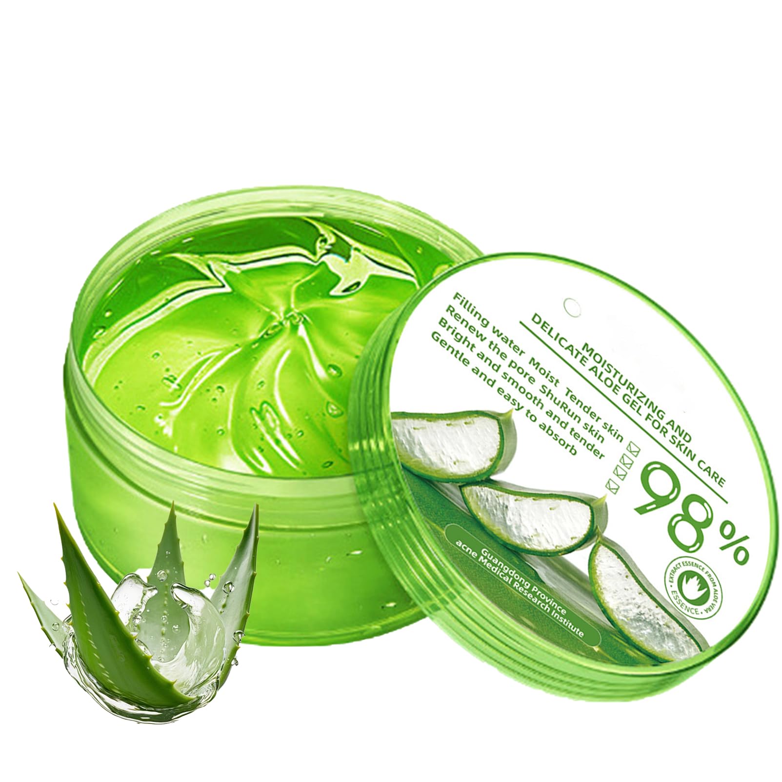 300ml Organic Aloe Vera Gel, 98% Pure Aloe Vera Gel For Face & Body, Aloe Vera Moisturiser For Hydrating & Smoothing Skin, Aloe Vera After Sun Gel, For For Dry Skin, Sunburn, Repair
