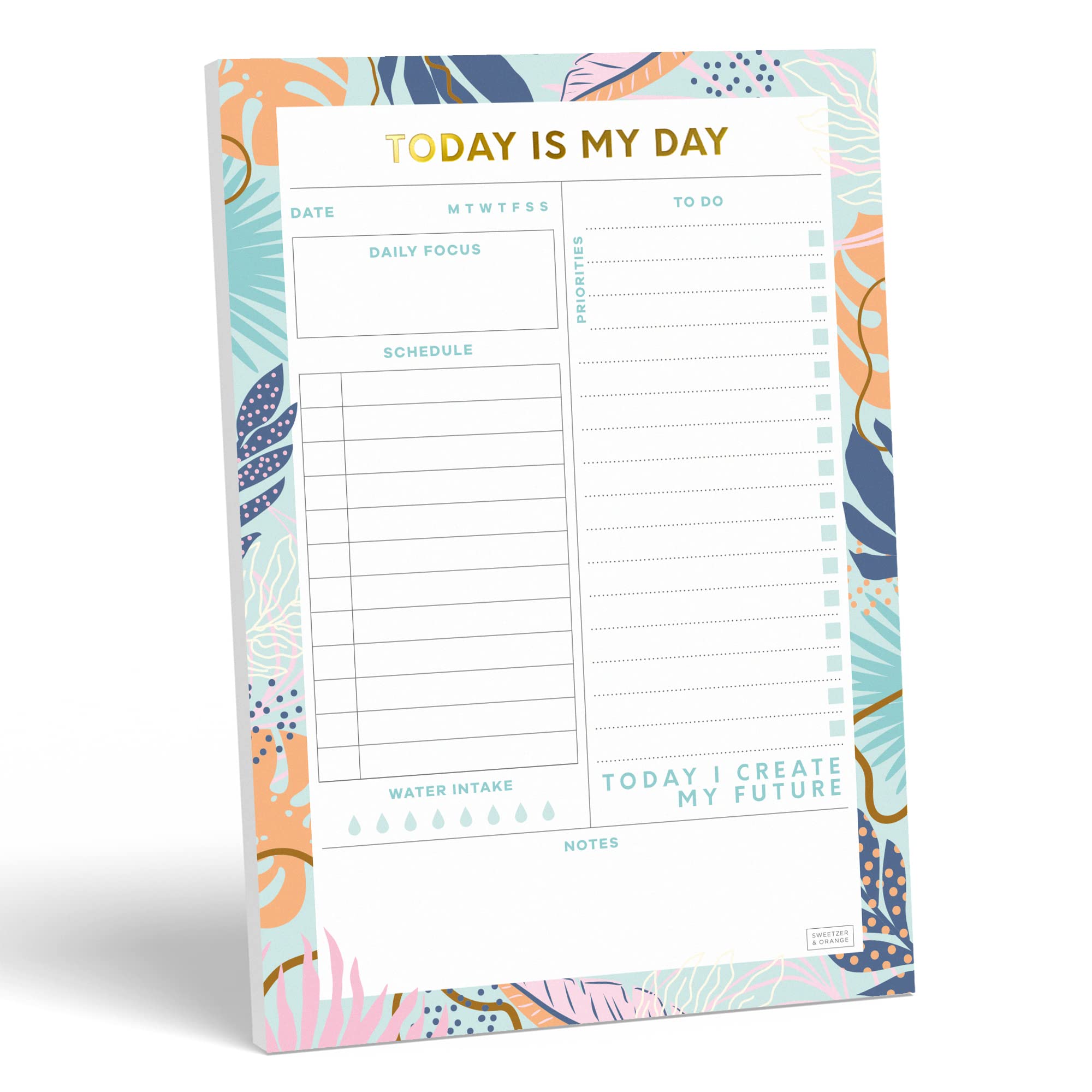 Sweetzer & Orange Today Is My Day Daily Planner Notepad. Undated Planner, Daily Agenda, Focus, and To Do List Notepad with Daily Checklist. 52 Day Planner Calendar Pages, 7x10 Organizer