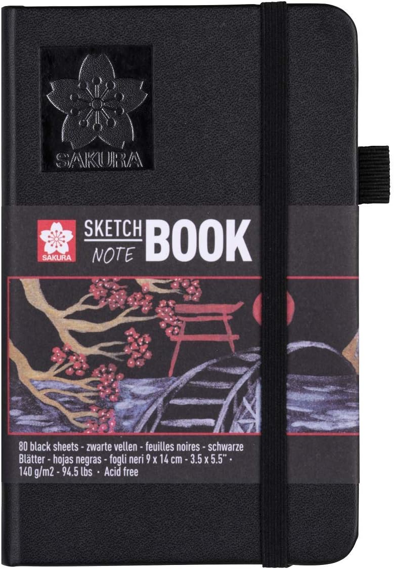 Sakura Sketch Notebook-80 Sheets, Black Pages, 9 X 14 cm, 94141001