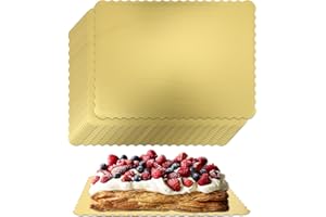 Anscher 15 Pack 19 x 14 Inch Greaseproof Rectangle Cake Boards, Premium Corrugated Single Wall Cake Base Board Half Sheet Cake Board for Sheet Cake, Dessert Base, Cupcake and Cake Pizza(Gold)