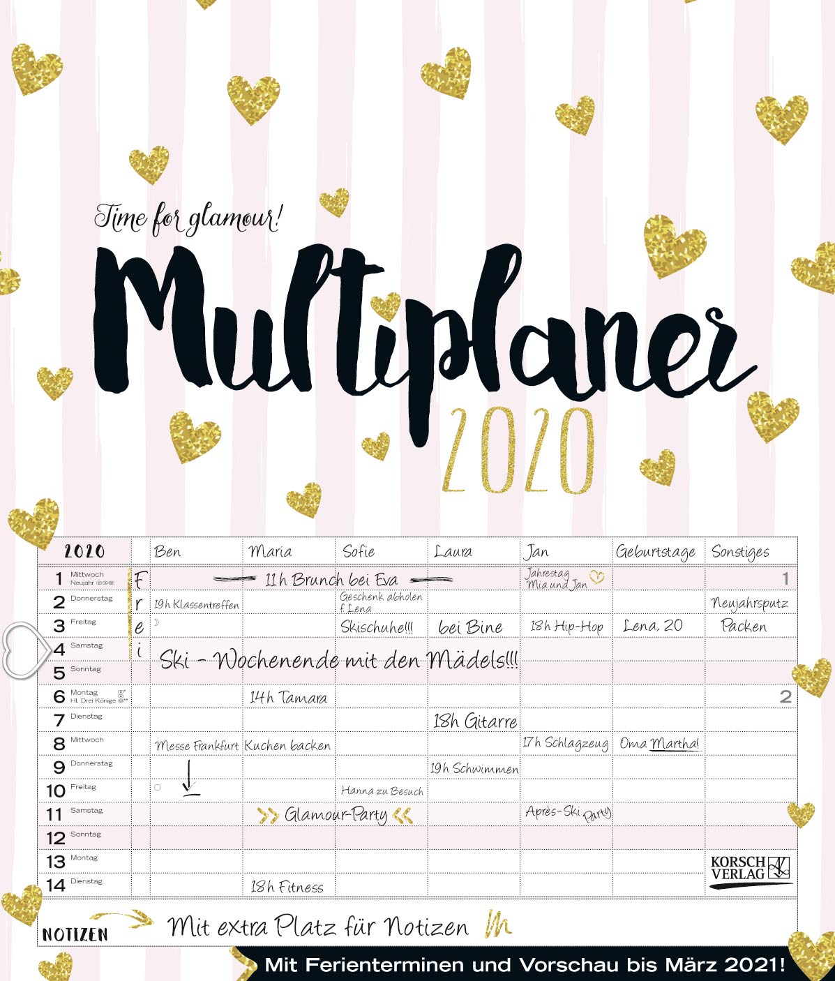 Multiplaner Time For Glamour 2020 Typo Art Familienplaner 7