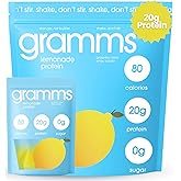 GRAMMS Clear Protein Powder Packets 20G Protein for Women & Men & Lactose Free, Grass-Fed Whey Isolate, Gluten Free, Zero Sugar, Gut Friendly, Non-Bloating (Lemonade-10 Servings)