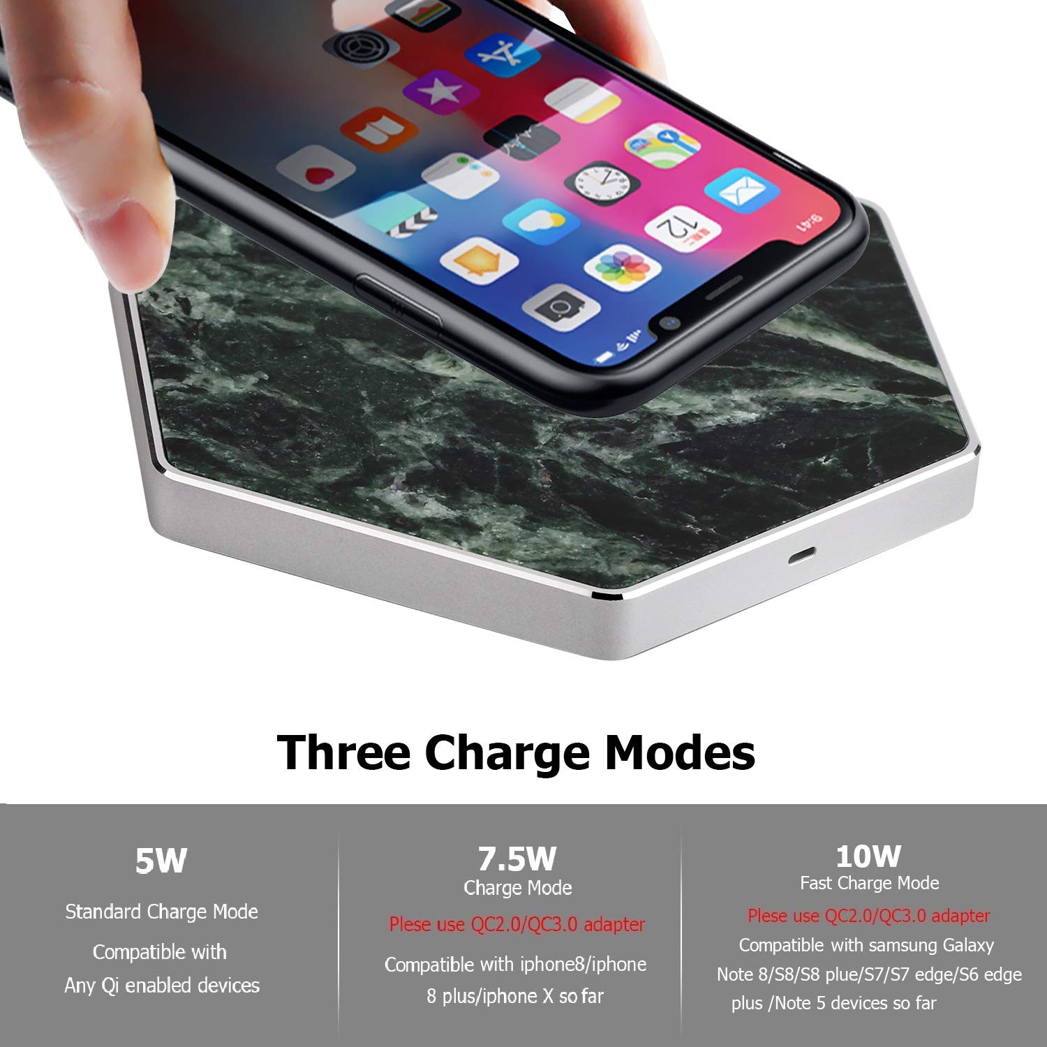 LEWOER Wireless Charging Charger, Wireless Charging Pad Fast Charging Base Compatible with iPhone 8/8 Plus/iPhone X, Galaxy S9/S9+/ S8/S8+/S7/S7 Edge and Other Qi-Enabled Phones(No AC Adapter)(Green)