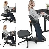 Newtral Standing Desk Chair, 6-in-1 Ergonomic Standing Mate Chair, Adjustable Sit Stand Lean Perch Saddle Stool with Flip Backrest, Dynamic Posture Support &amp; Built-in Anti-Fatigue Design, MT-M-DG