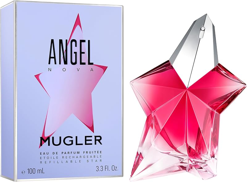 Angel Nova Eau de Parfum, Perfume para Mulheres, Aroma Floral com Nuances Amadeiradas e Frutadas, Fragrância Cativante, Reutilizável, 100 ml