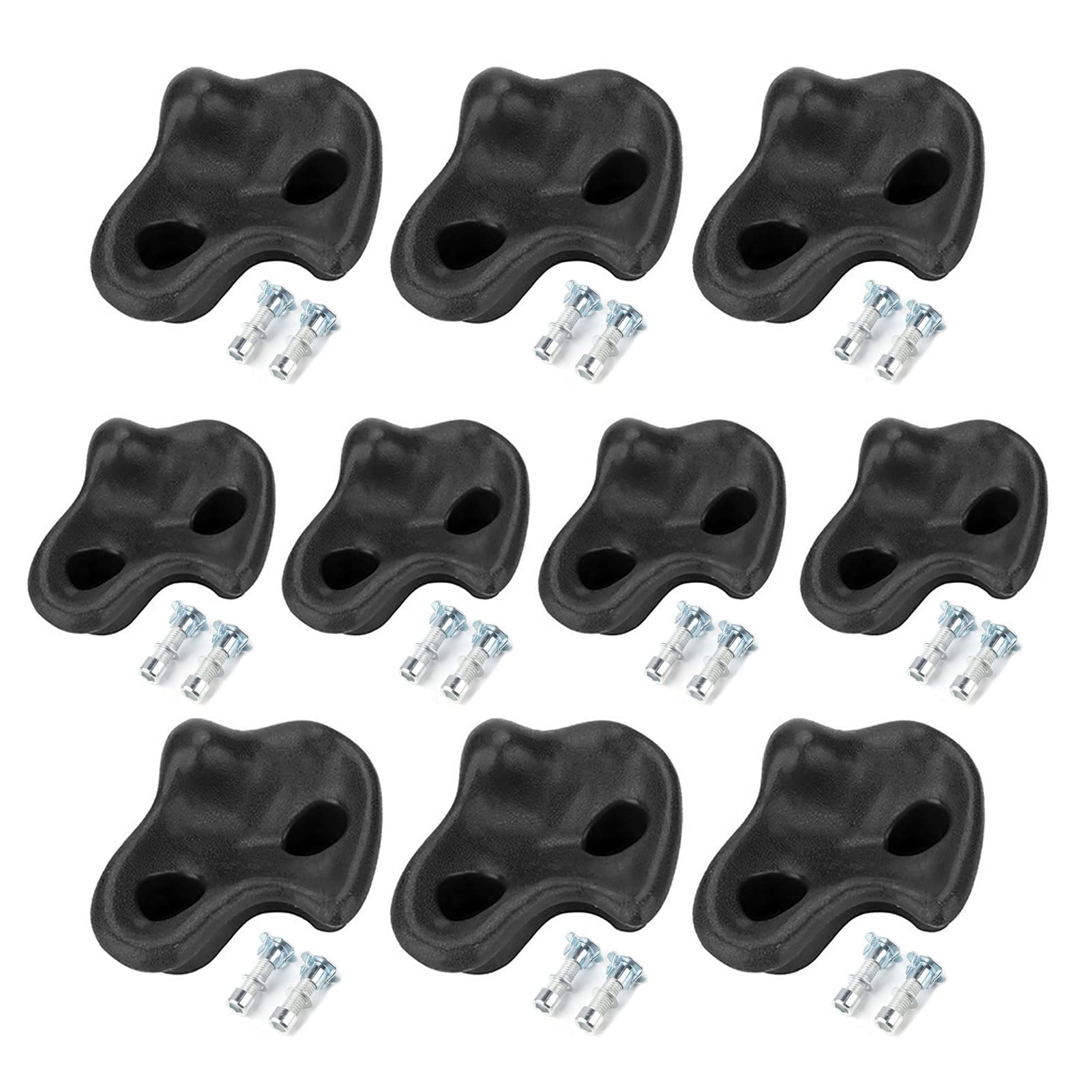 Alomejor 10PCS Climbing Stone Rock Climbing Holds Children Safety Comfortable Climbing Stones Kit with Hardware Fittings(Black)