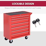 DURHAND 7-Drawer Rolling Tool Chest on Wheels Red Lockable with Side Handle view 6