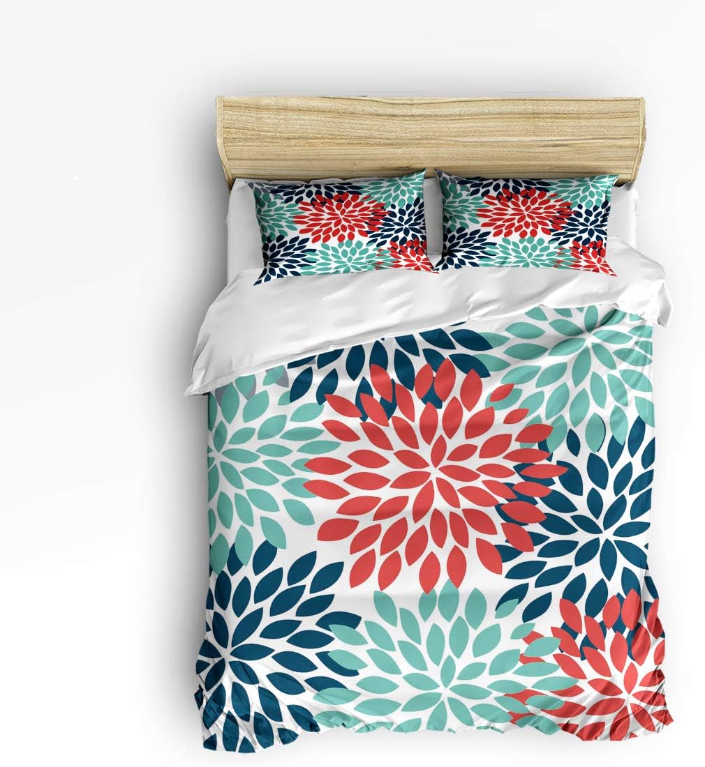 Best Aqua Blue Lime Green Floral Damask Print Comforter Bedding Set