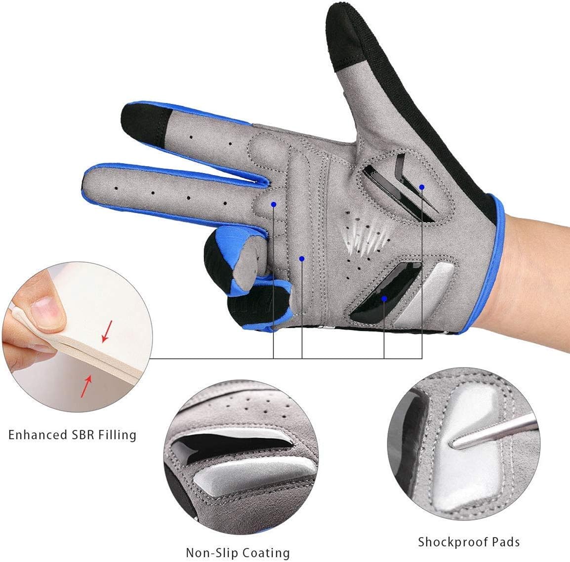 NICEWIN Cycling Gloves Motorcycle Bike Mountain- Road Bicycle Men Women Padded Antiskid Touch Screen: Clothing