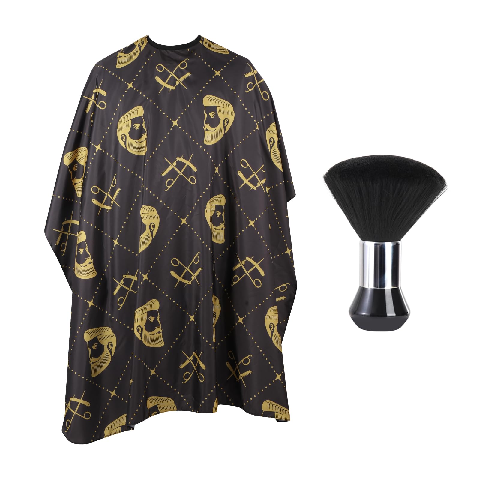 Professional Hair Cutting Cape with Neck Duster Brush, Waterproof Salon Barber Cape with Snaps, Barber Accessories