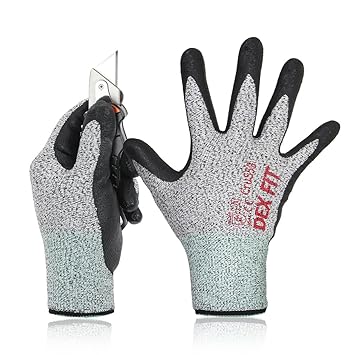 DEX FIT Level 5 schnittfeste Handschuhe Cru553, 3D Comfort Stretchy Fit, Power Grip, Pass FDA Food Contact, Durable Nitrilsch
