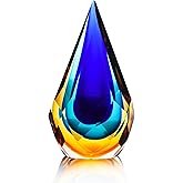 Yao Yuan Hand-Blown Glass Sculpture Glass Decor Murano-Style Glass Statue and Figurine Wonderful Gift, Blue and Green Color