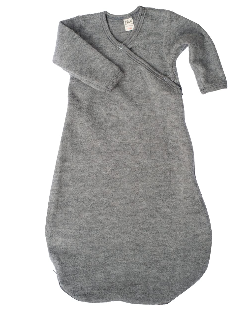 Lilano, Merino fleece changing bag with 2-way zip, plain, 100% wool (kbT), gray, 62–68 cm (3–6 months)