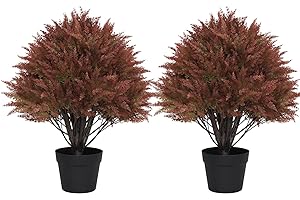 Azoco 24" Fall Artificial Cedar Topiary Trees, Set of 2 – UV Resistant Faux Cypress Pine Plants for Outdoor Planters, Realistic Fake Shrubs and Bushes for Front Porch or Garden Autumn Decor – 2ft Tall