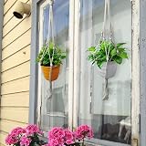 koitoy Macrame Plant Hanger Set 6 Pack White Indoor Outdoor 60/75/100cm view 7