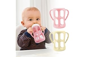 PANIMOSI 2 Pack Silicone Bottle Sleeves with Handles for Philips Avent Natural Baby Bottles 9 oz/8 oz, Avent Glass Bottle Sleeve-Food Grade, BPA Free, Easy Grip Baby Bottle Holder, Dishwasher/Heaters Safe