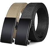 WONDAY 2 Pack Ratchet Belts for Men – Nylon Web Belts with Quick Release Buckle for Golf Work Casual Tactical Use