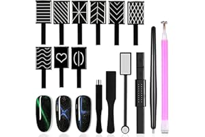 GENERIC YECIRALA 15 Pieces Nail Magnet Tool Set For Cat Eye Nail Polish Magnet Plate Wand Board Magnetic Pen Double Ended Magnet Wand Magnet Stick For Diy Gel Polish Nail Art Designs Magnets