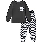 Arshiner Boys Fall Clothes Set Long Sleeve Pullover T-Shirt & Jogger Pants Casual Outfits for 5-13 Years Kids