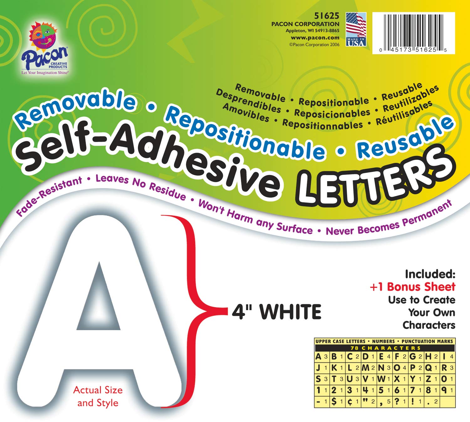 Pacon Self Adhesive Letters White Puffy Font 4 78 Characters Buy Online In Isle Of Man At Isleofman Desertcart Com Productid