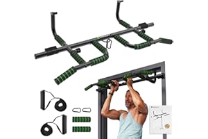 KAKICLAY New Upgrade Pull Up Bar for Doorway with Ergonomic Grip - Upto 440 Lbs Capacity, No Screwing or Slipping - USA Original Patent, Designed, Shipped, Warranty