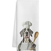 WOTYPU Great Dane Gifts Kitchen Towels, Great Dane Gifts for Women Men Dish Tea Towel, Dog Lover Gifts Decorative Hand Towels for Kitchen Bakery Decor, 16x24 Inch