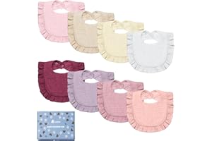 Lictin 8-Pack Muslin Baby Bibs - Bandana Drooling and Teething Bibs, Unisex Cotton