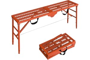 SYKART Scaffolding Platform, Folding Work Platform Scaffold 70.8''(L) x15.7''(W) Adjustable Height Scaffolding Portable Work Platform Ladder for for Home Improvement, Painting, Patching Drywall, Car Washing