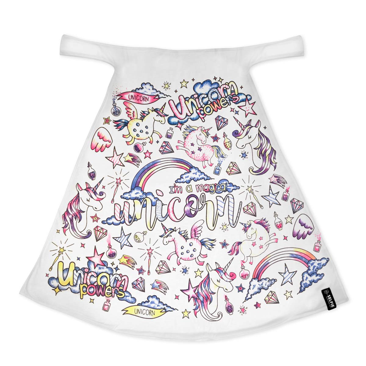 Selfie Clothing Co Kids Unicorn Colour in Cape with Fabric Pens